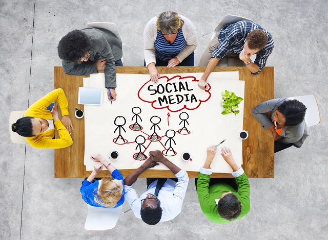 People in a Meeting and Social Network Concept