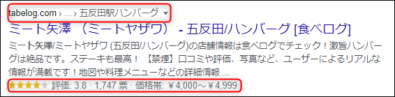 食べログさんのミート矢澤(五反田店)さんのPC検索結果です