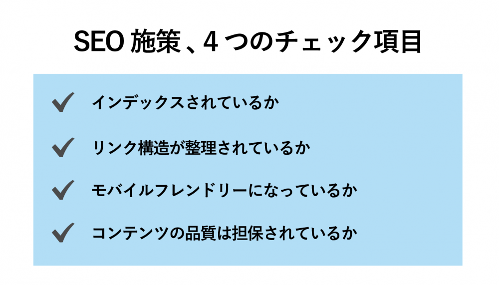 SEO施策、4つのチェック項目