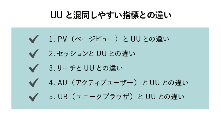 UUと混同しやすい指標との違い