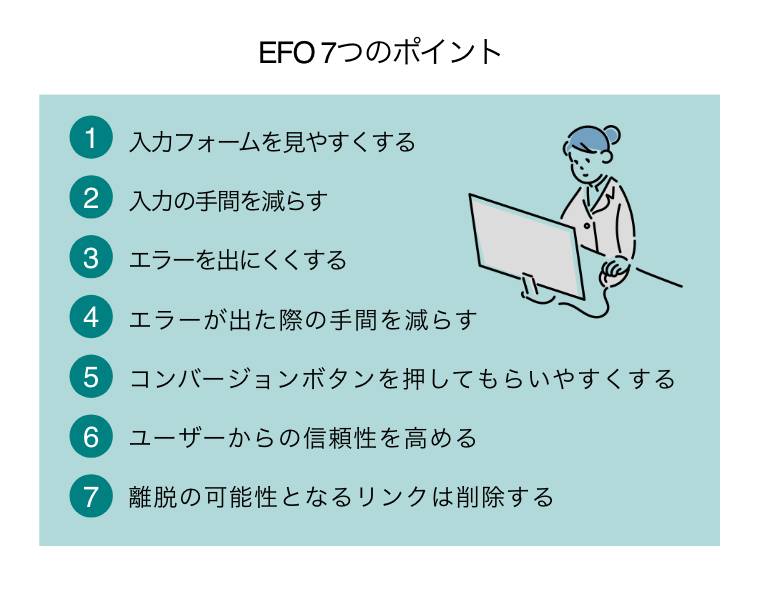 EFO 7つのポイント（パソコンで作業する女性社員）
