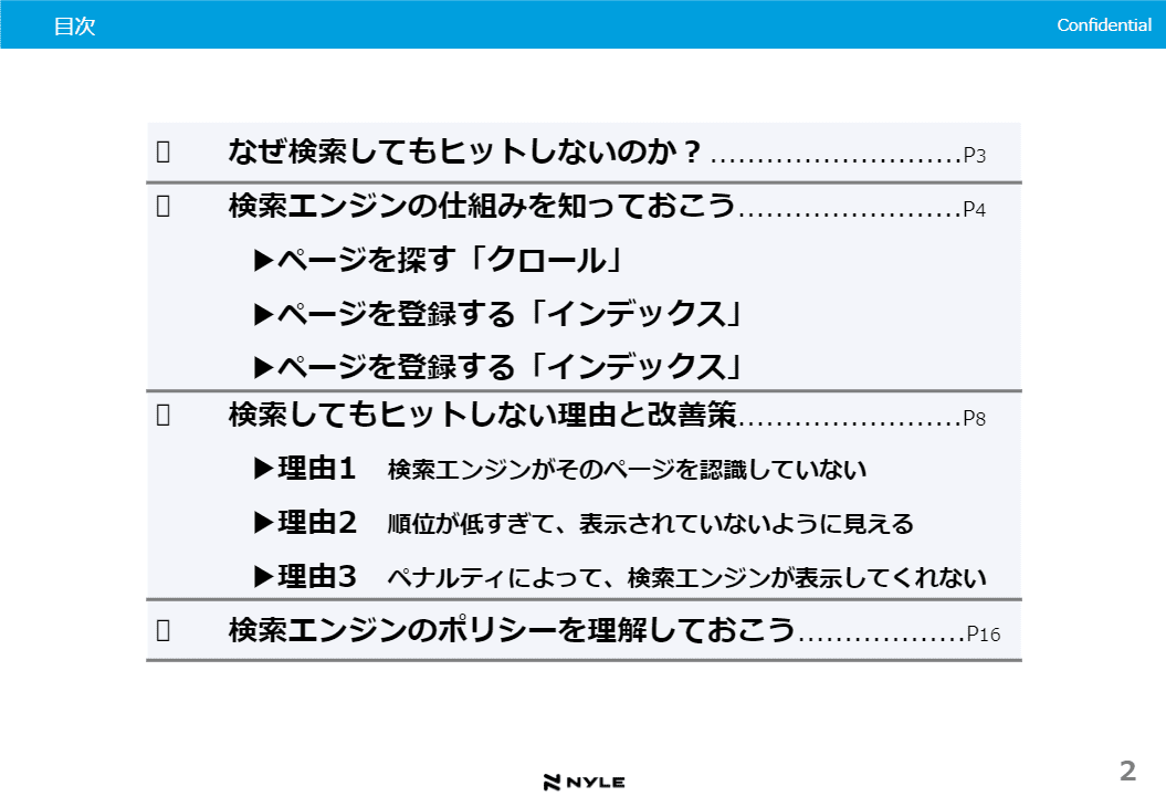 検索してもホームページが出てこない資料スライドサンプル1