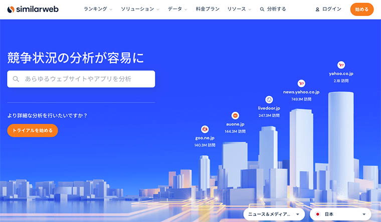 SimilarWeb（シミラーウェブ）サイトTOP画面