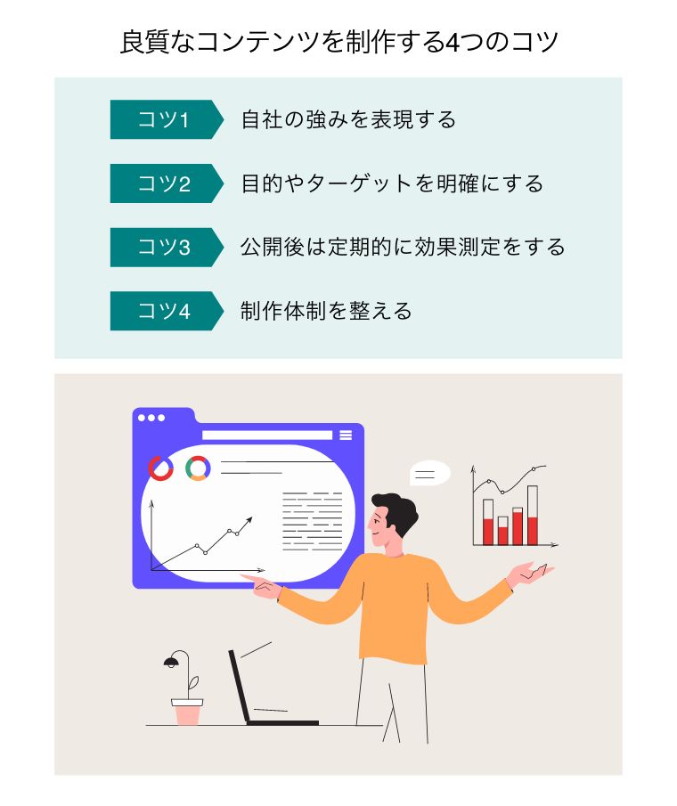 良質なコンテンツを制作する4つのコツ（コンテンツの効果測定をパソコンの大画面行う男性）