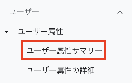 ユーザー→ユーザー属性→ユーザー属性サマリー（GA4画面キャプチャ）