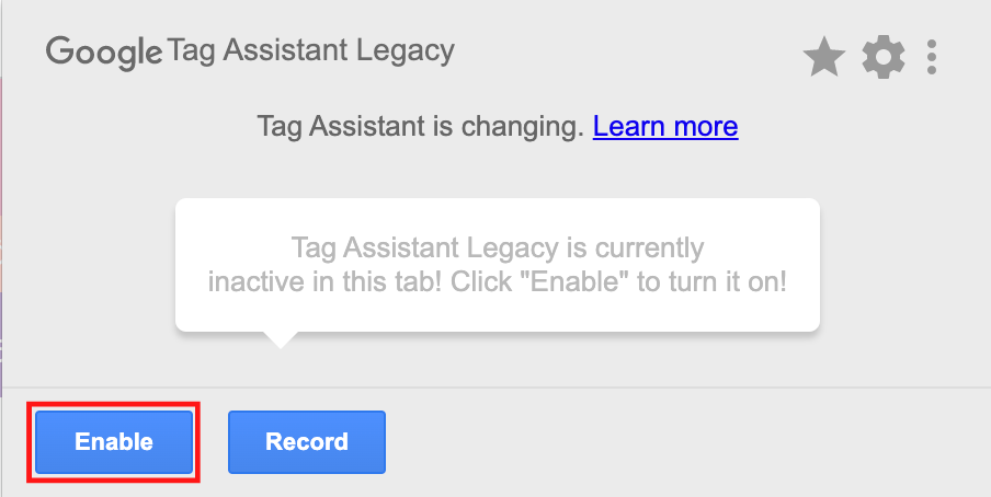 Google Tag Assistant Legacy  →「Enable」を選択（GA4画面キャプチャ）