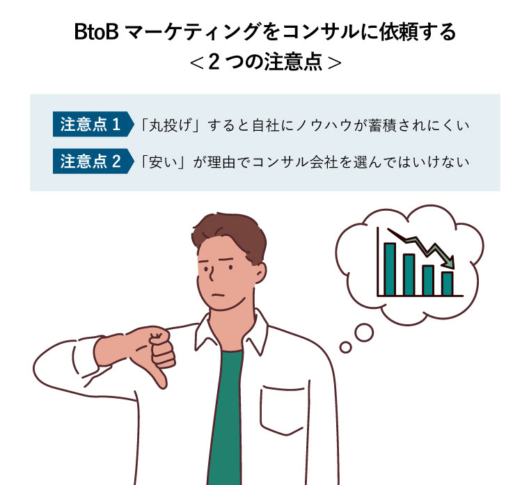 BtoBマーケティングをコンサルに依頼する< 2つの注意点 >（コンサル選びに失敗して業績が下がってしまったビジネスパーソン）