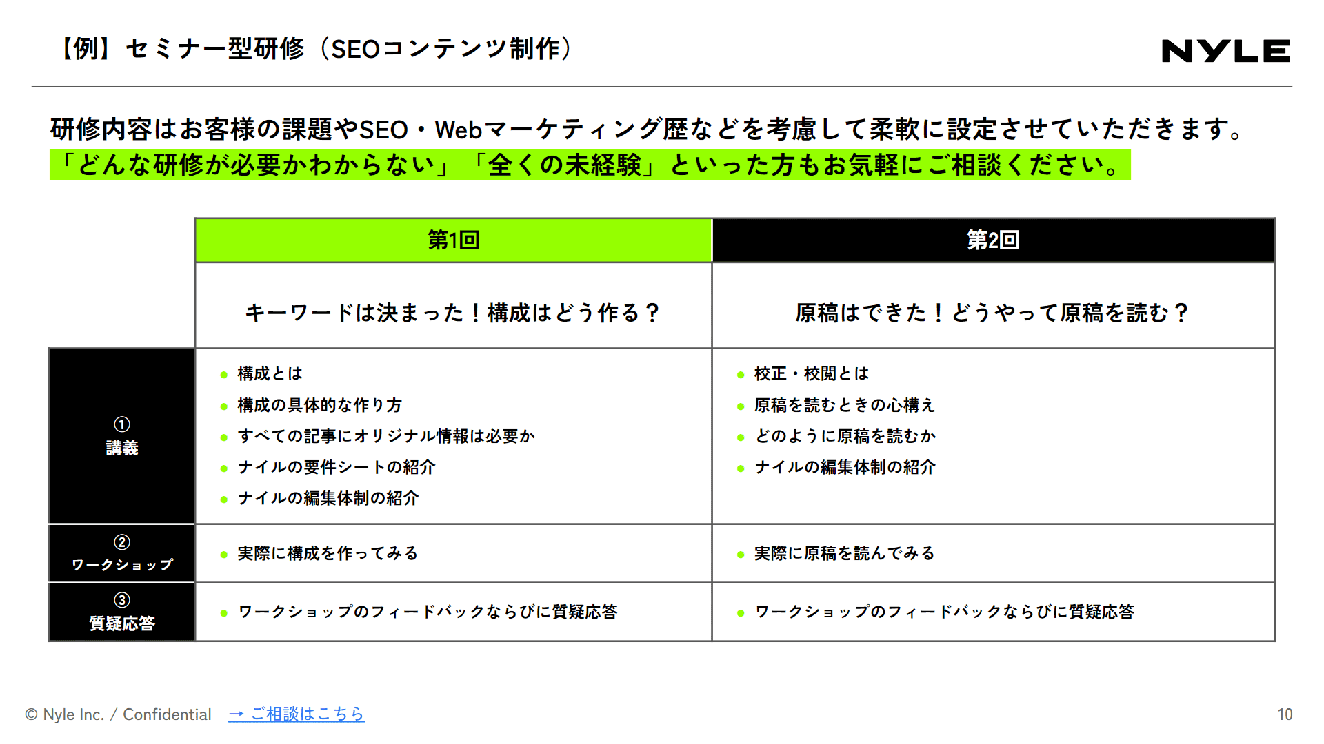 SEO研修サービス紹介資料スライドサンプル2