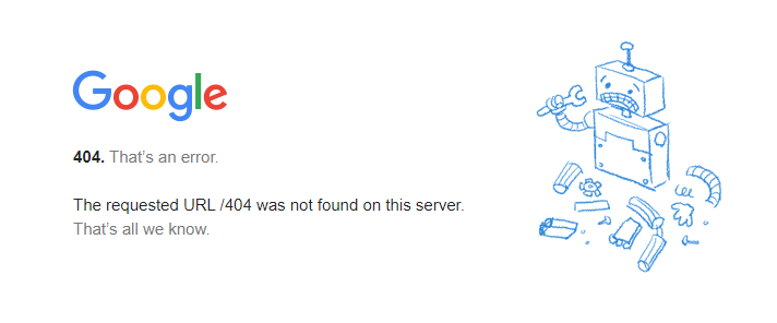 検索エンジン「Google」で用意している404エラーページの例