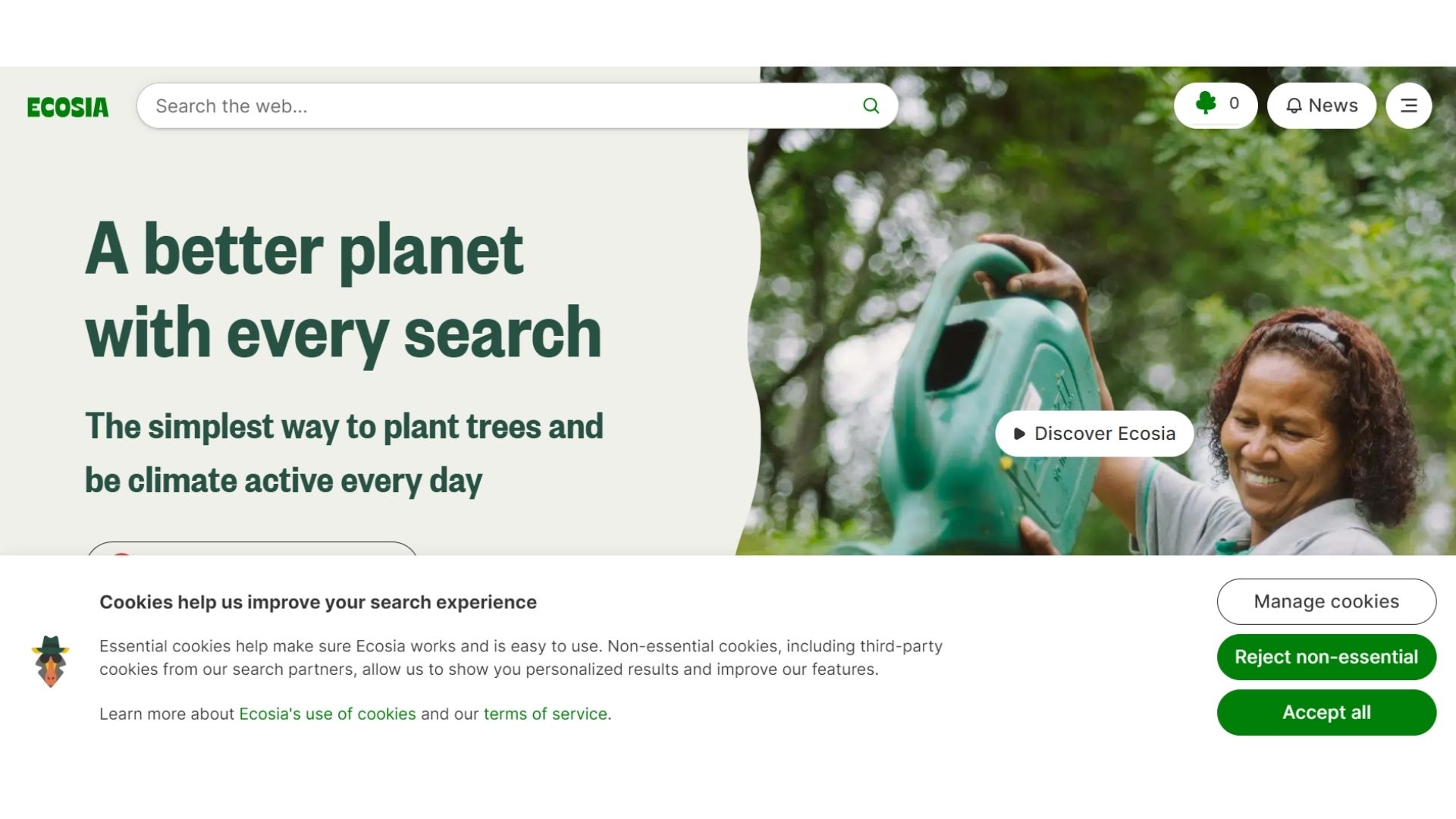 Ecosia検索画面