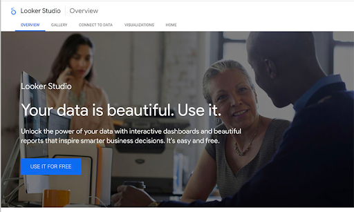 Looker Studioのトップページからログインします。