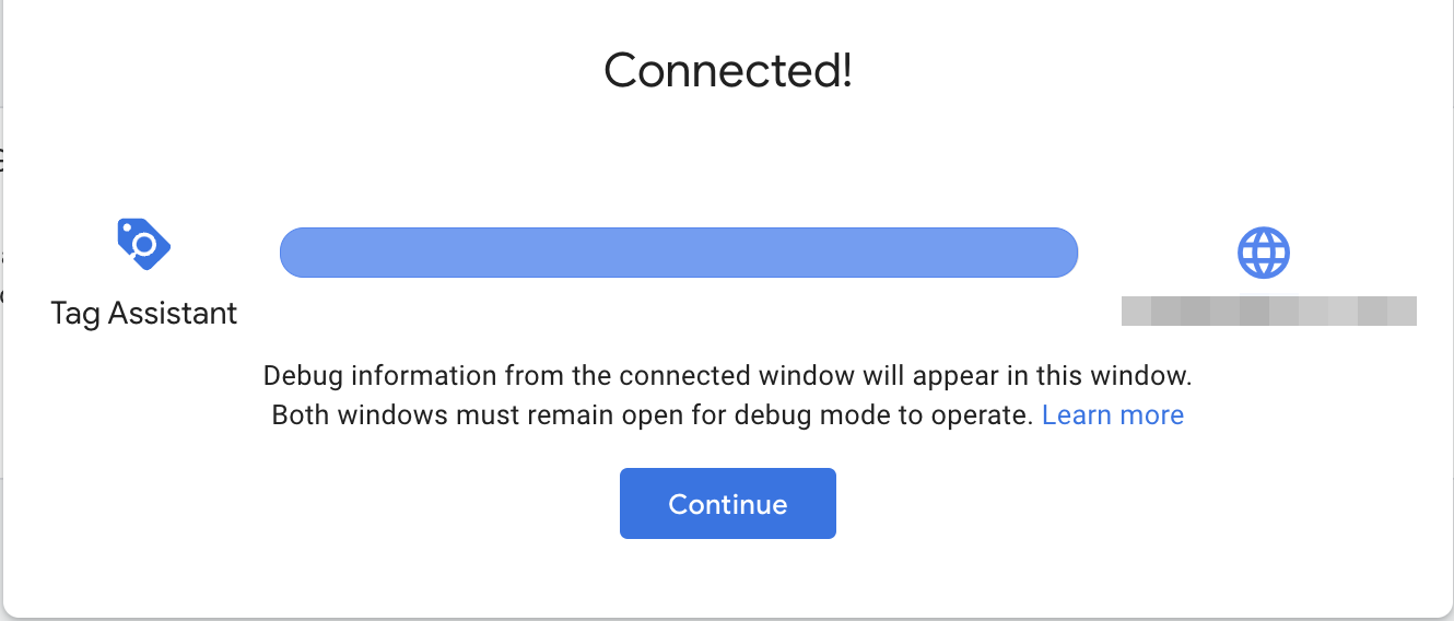 接続が確認できた場合の「Connected!」表示画面