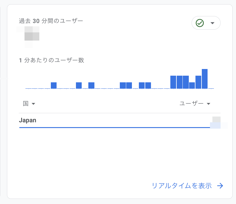 「リアルタイムを表示」画面