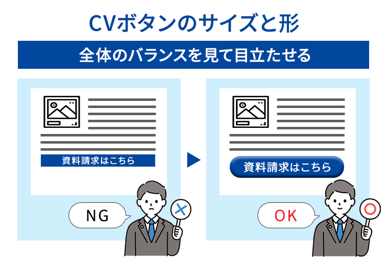 CVボタンのサイズと形