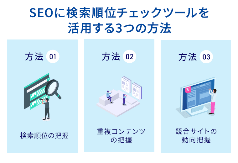 SEOに検索順位チェックツールを活用する3つの方法