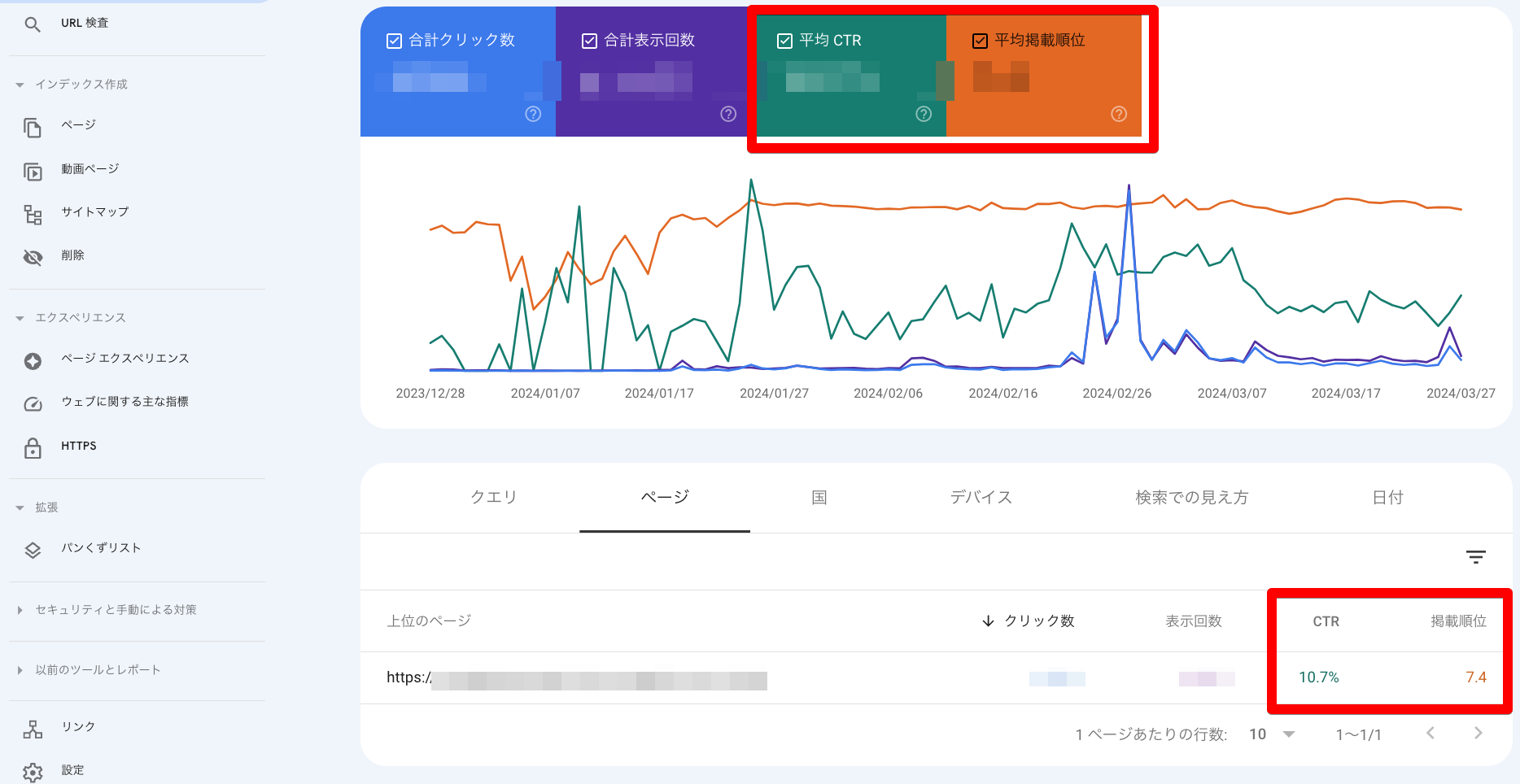 サーチコンソールのキャプチャ