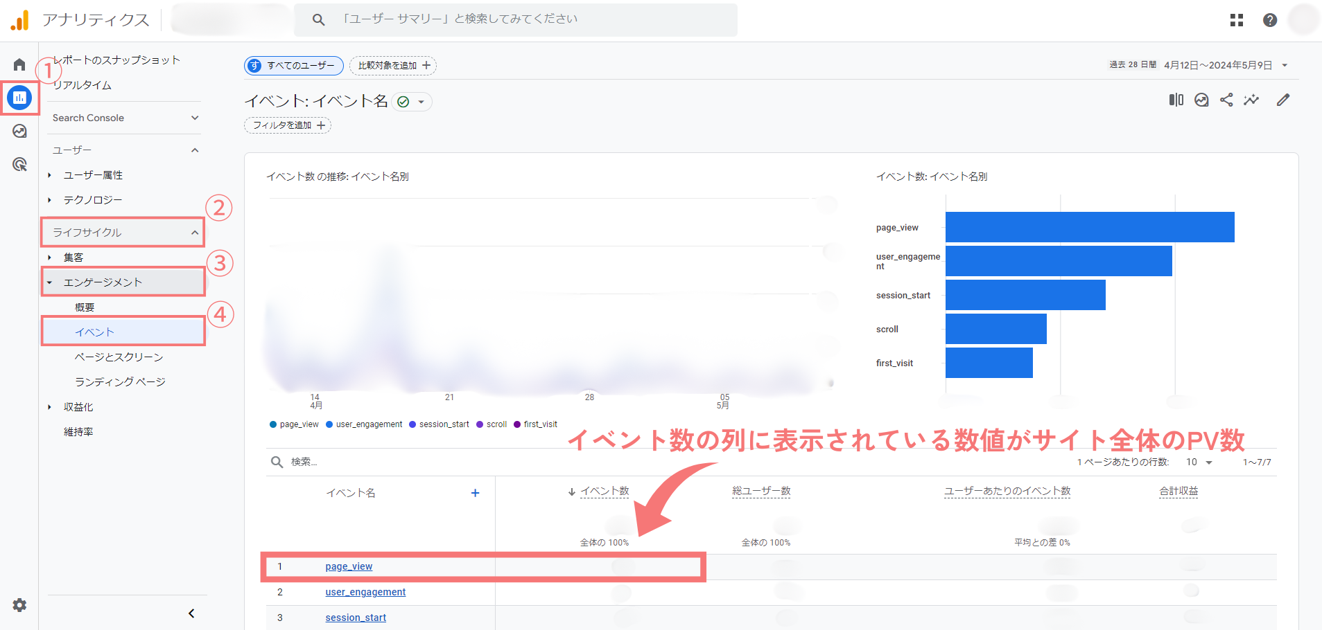 「イベント」を選択した画面の画像