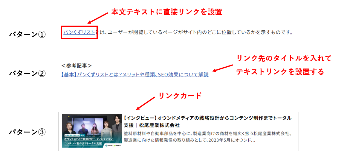 内部リンクの設置パターン