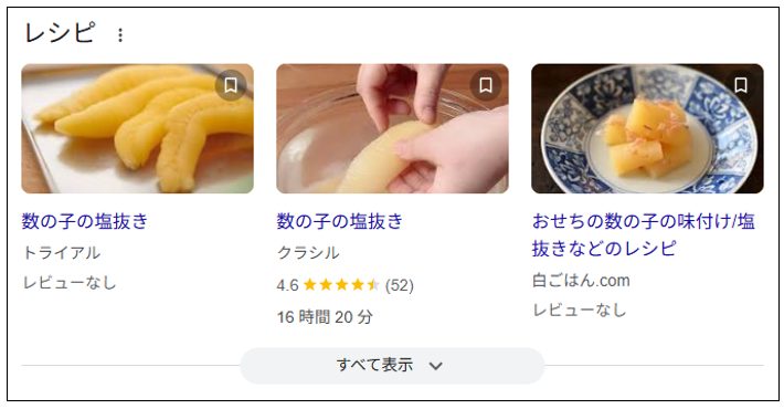 リッチリザルトの表示例