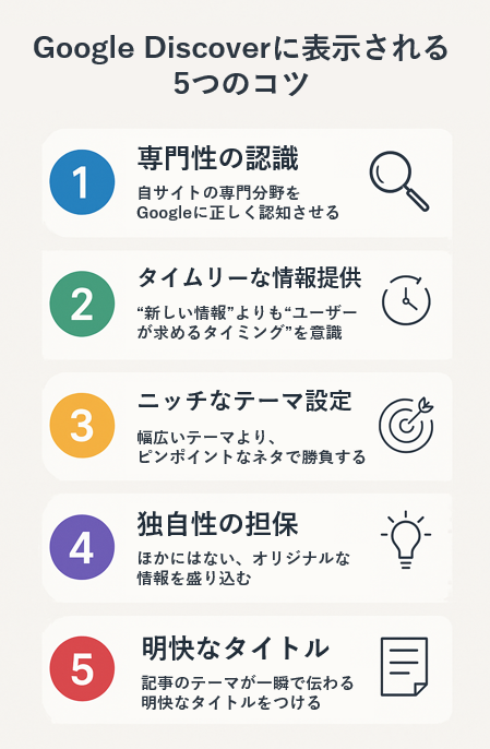Google Discoverに表示される5つのコツ