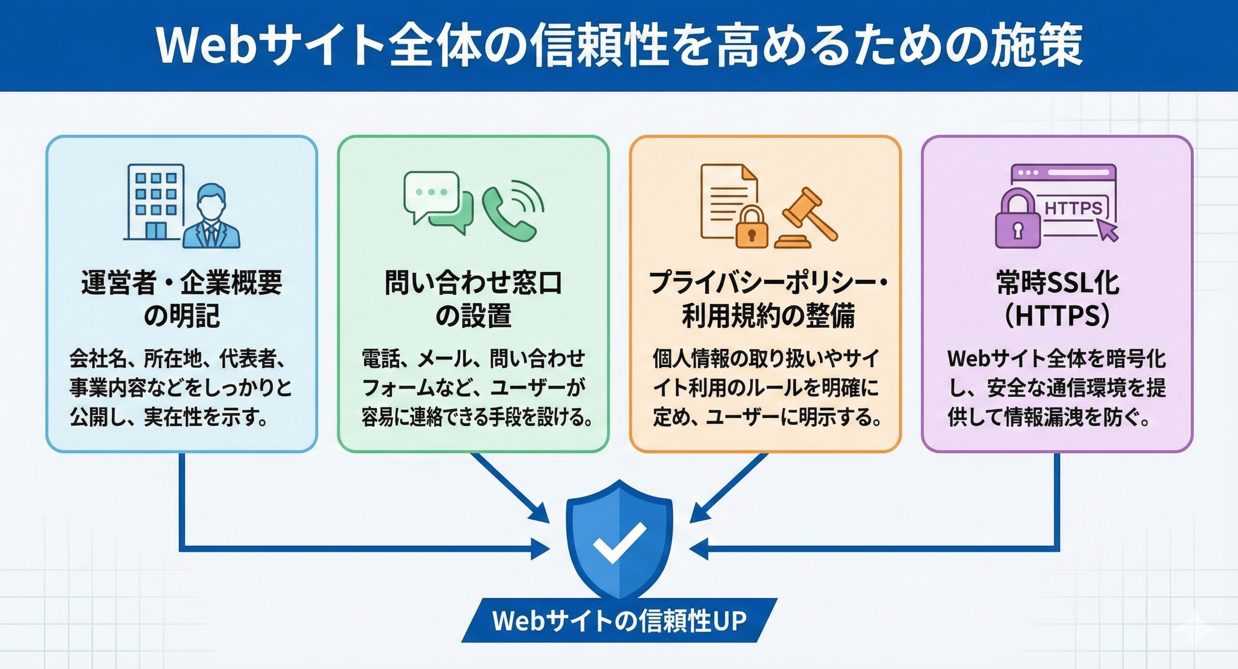 Webサイト全体の信頼性を高めるための施策