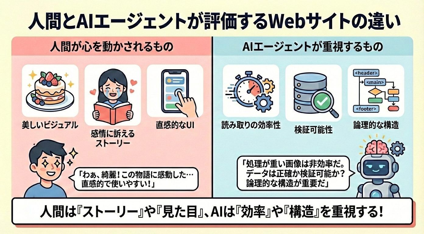人間とAIエージェントが評価するWebサイトの違い