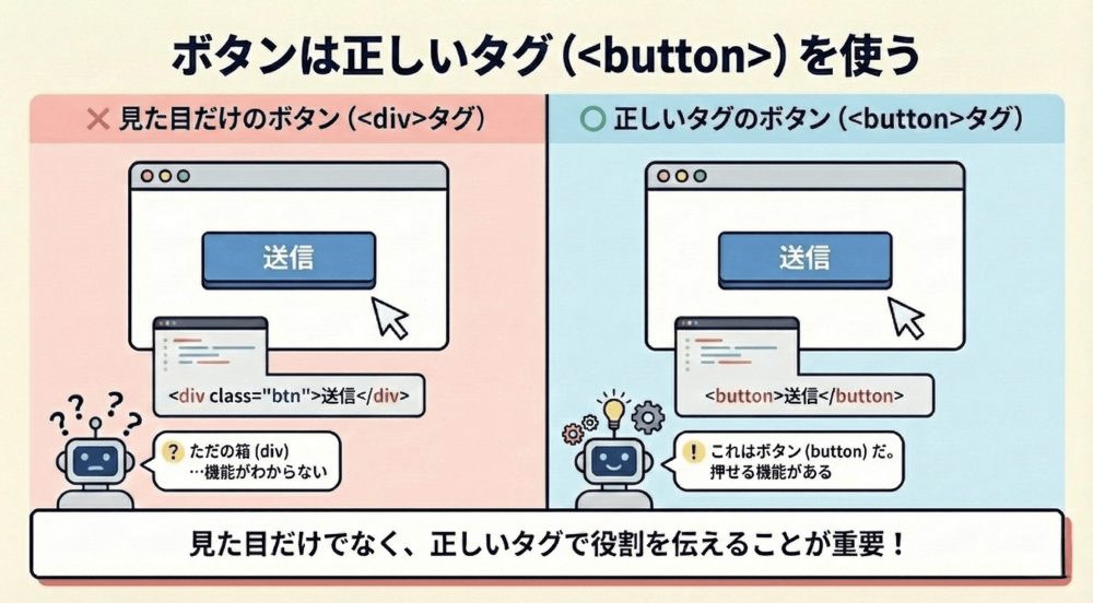 ボタンは正しいタグを使う